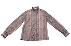 Vintage Steven Barry Geometric Pattern Button Down Long Sleeve Blouse Shirt